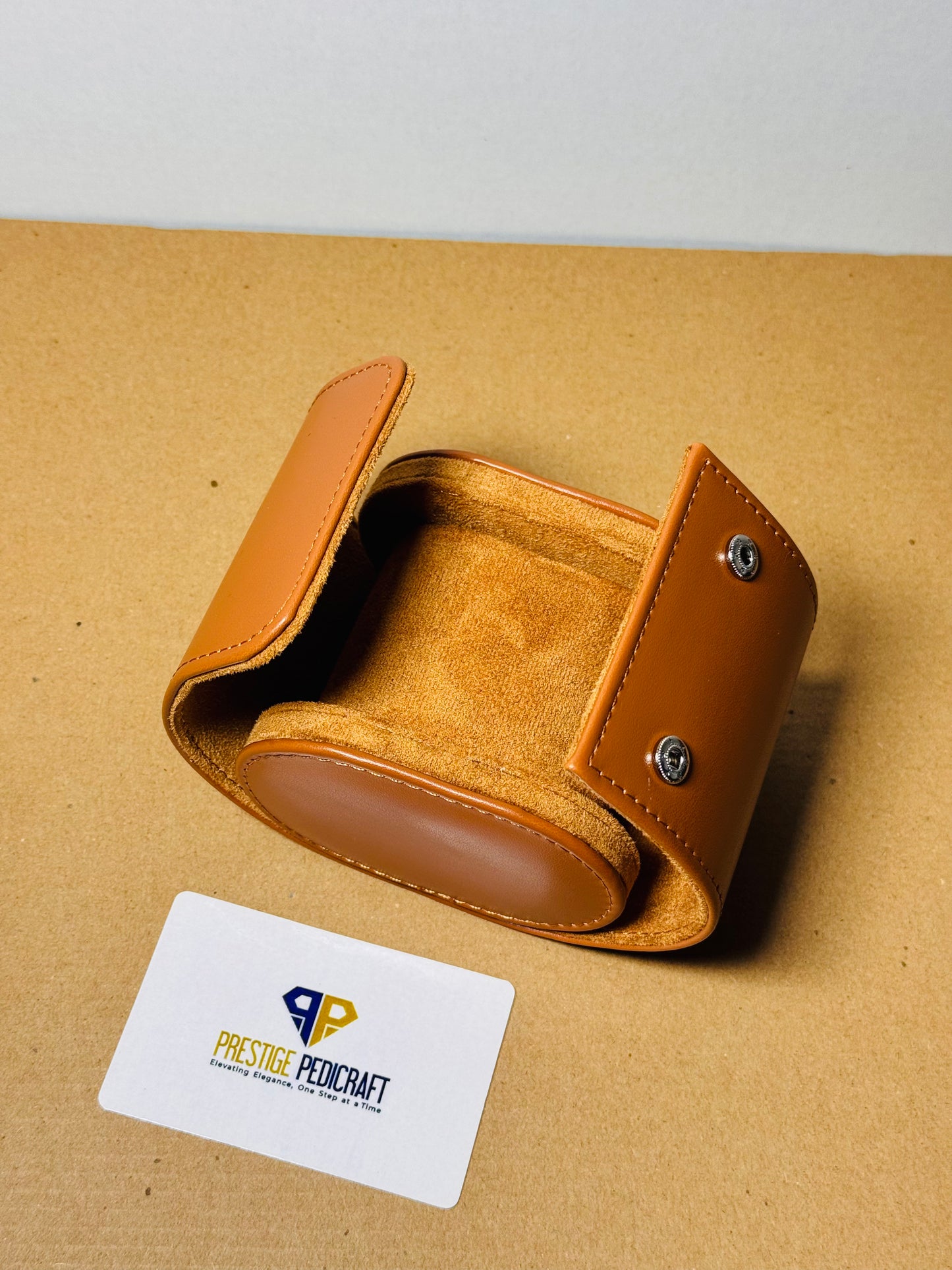 1 Slot Leather Watch Roll – Khaki Travel Case | Customizable