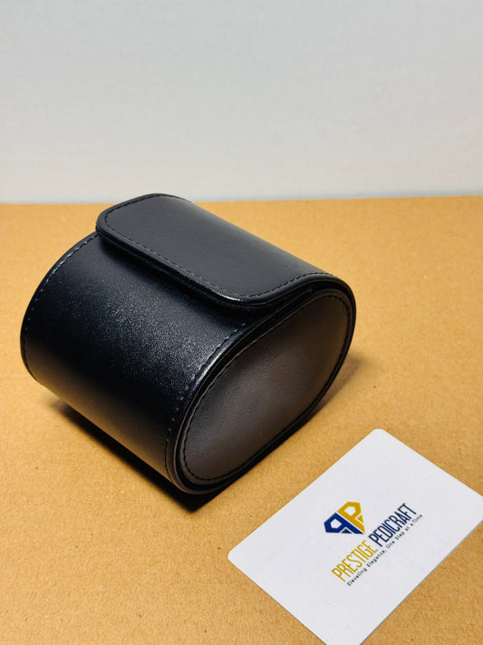 1 Slot Leather Watch Roll – Black Travel Case | Customizable