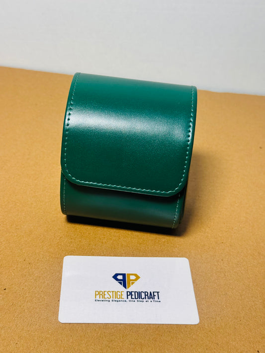 1 Slot Leather Watch Roll – Green Travel Case | Customizable