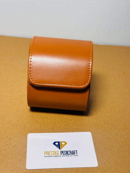 1 Slot Leather Watch Roll – Khaki Travel Case | Customizable