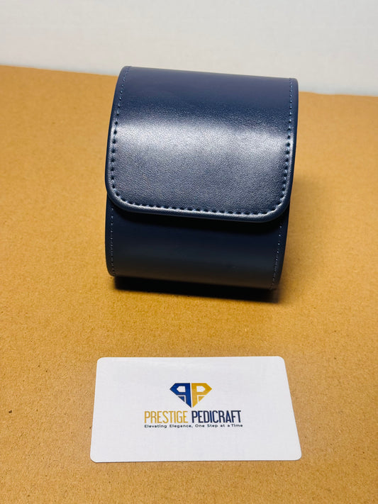 1 Slot Leather Watch Roll – Blue Travel Case | Customizable