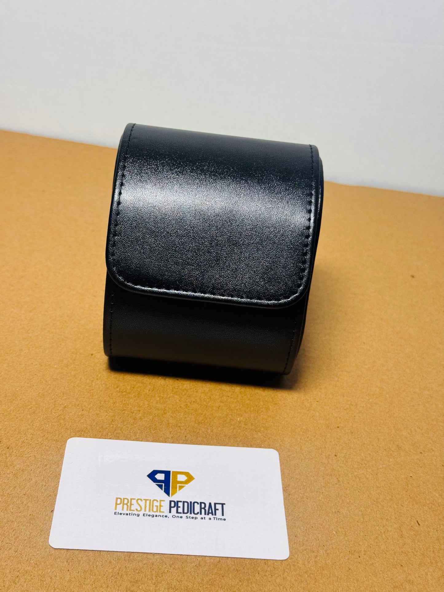 1 Slot Leather Watch Roll – Black Travel Case | Customizable