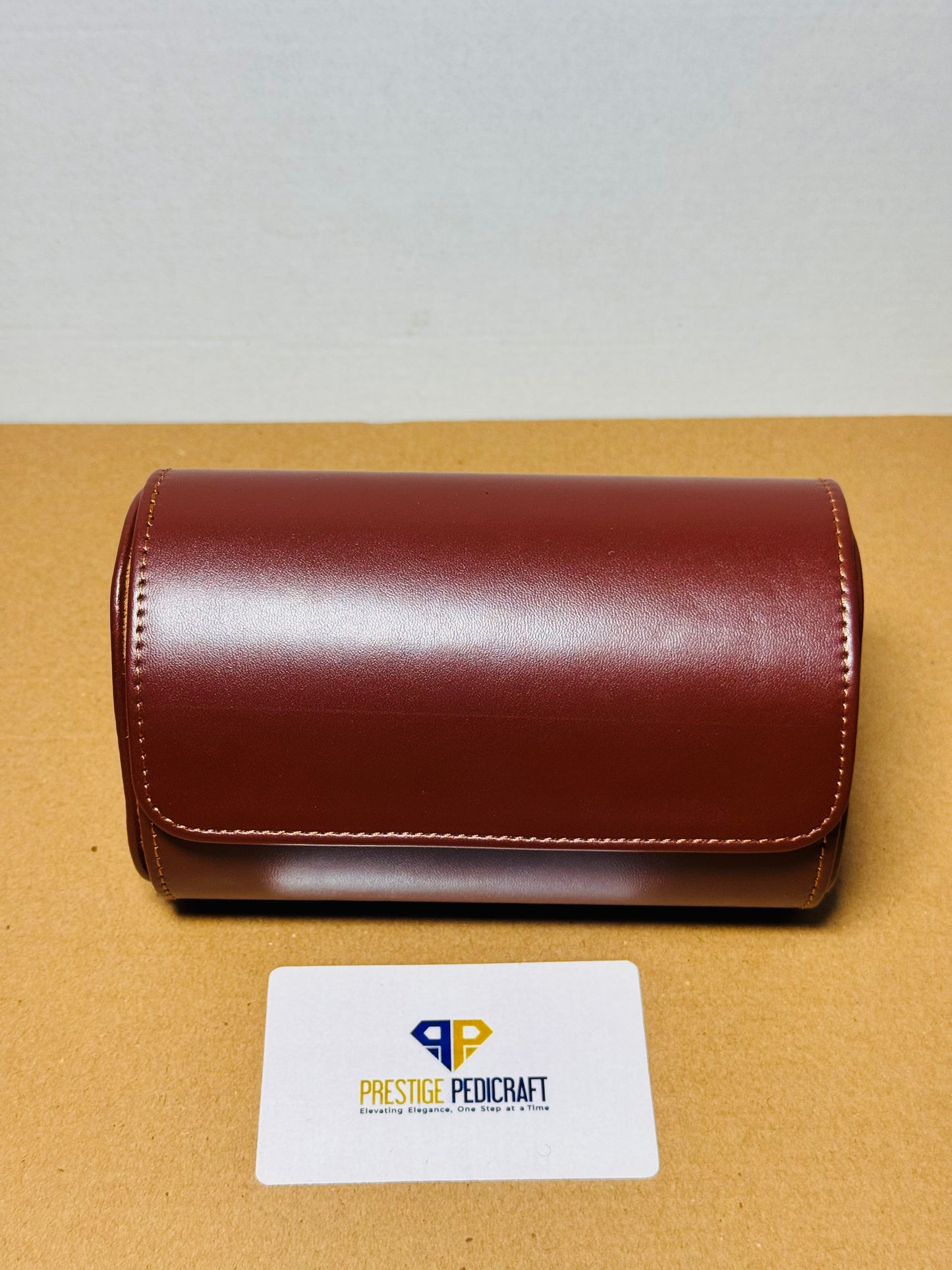 2 Slot Leather Watch Roll – Brown Travel Case | Customizable