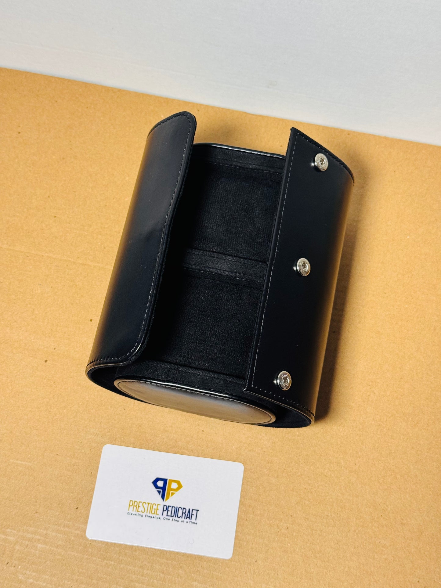 2 Slot Leather Watch Roll – Black Travel Case | Customizable