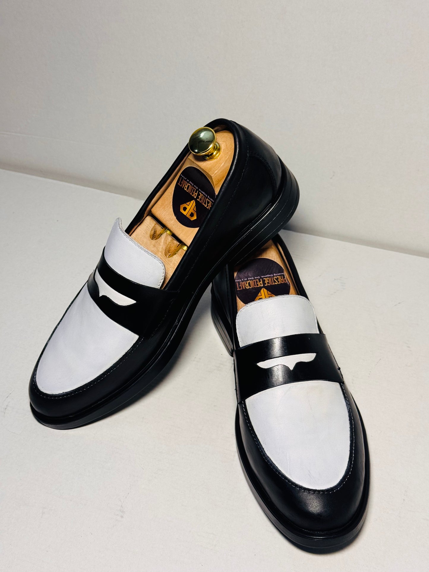 The Prestige Penny Loafers| Black & White