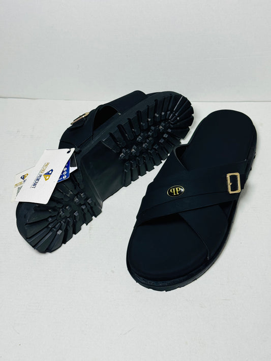 The Prestige Cross Slippers (Suede with logo)