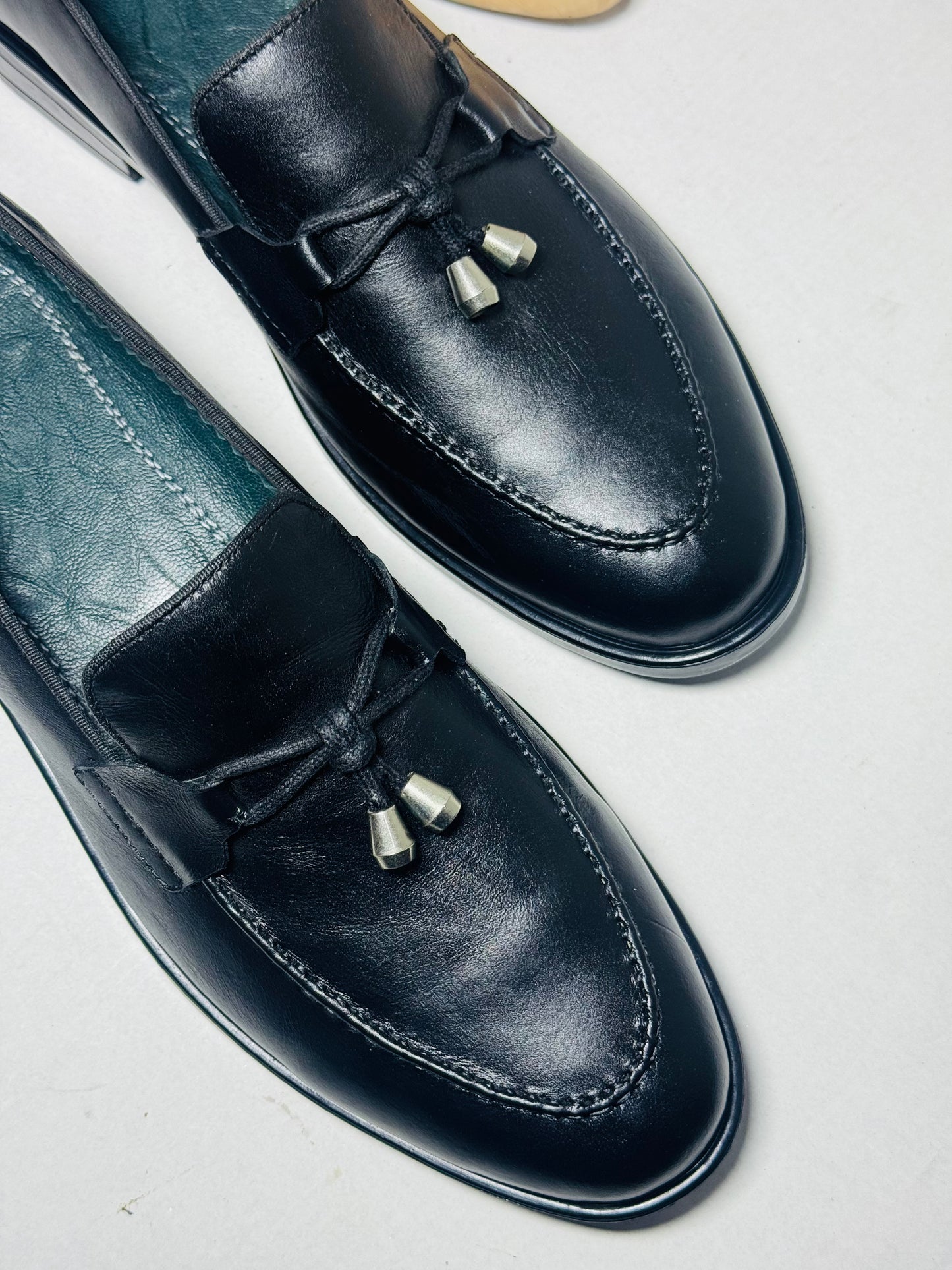 The Prestige Black Leather Tassel Loafers