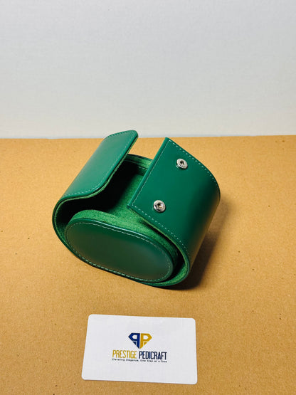 1 Slot Leather Watch Roll – Green Travel Case | Customizable