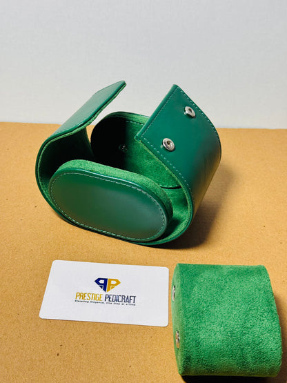 1 Slot Leather Watch Roll – Green Travel Case | Customizable