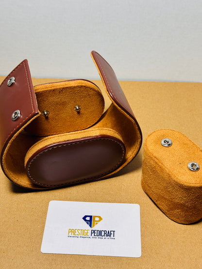 1 Slot Leather Watch Roll – Brown Travel Case | Customizable