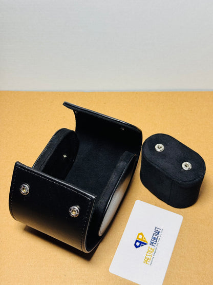 1 Slot Leather Watch Roll – Black Travel Case | Customizable