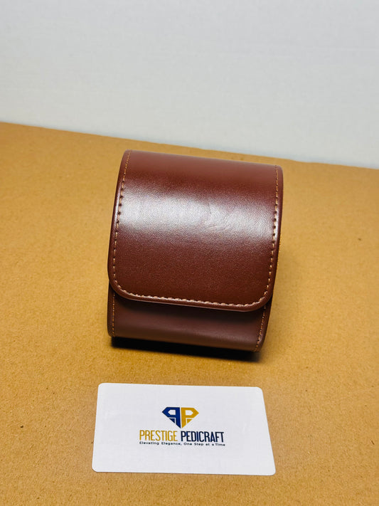 1 Slot Leather Watch Roll – Brown Travel Case | Customizable