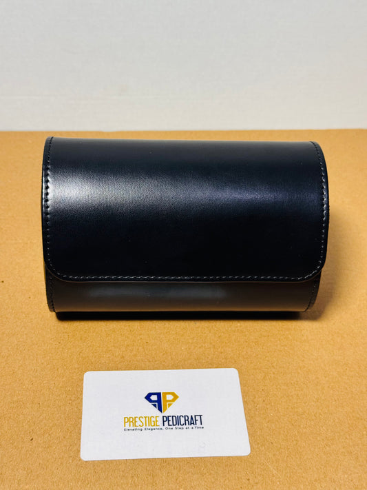 2 Slot Leather Watch Roll – Black Travel Case | Customizable