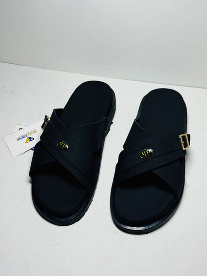 The Prestige Cross Slippers (Suede with logo)