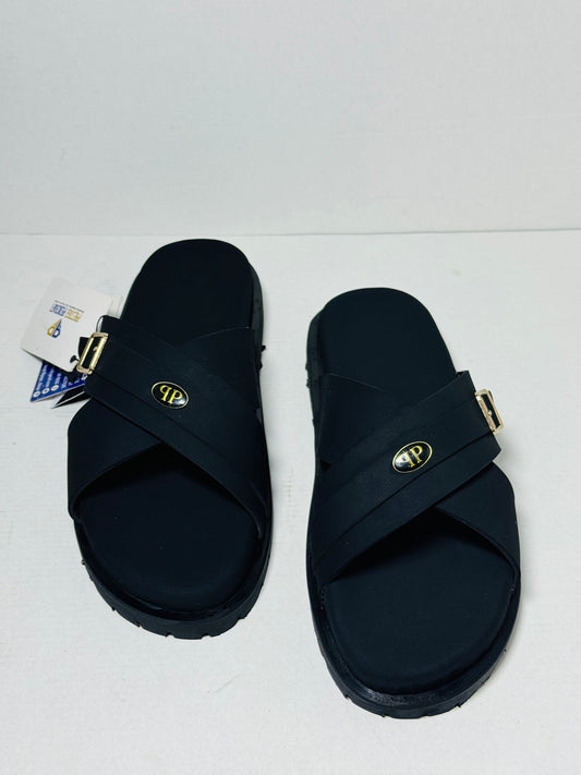 The Prestige Cross Slippers (Suede with logo)